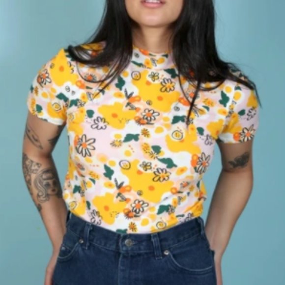 Nooworks Tops - NOOWORKS Mock Neck Vittoria Floral Crop Top